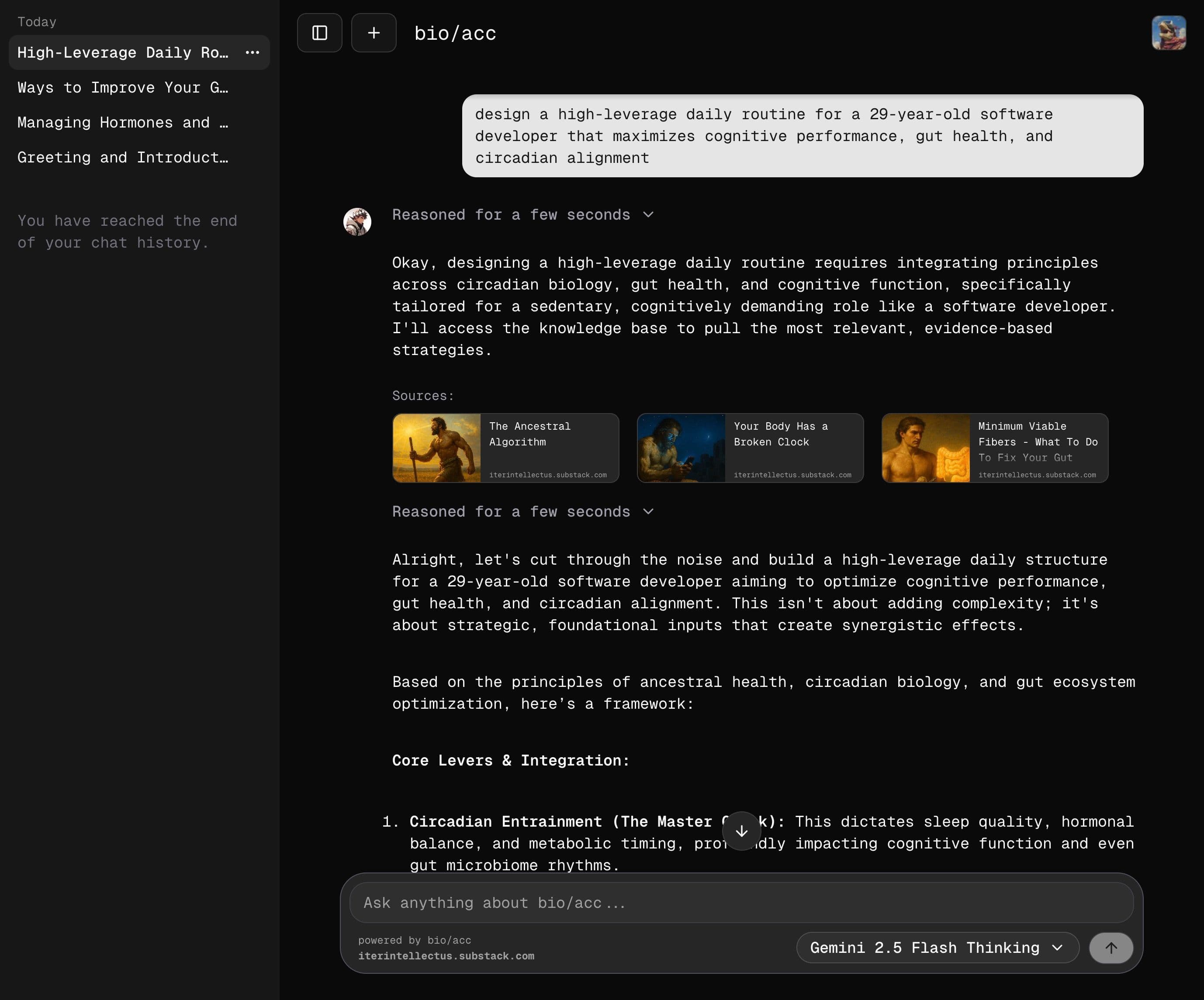 bio/acc chat interface screenshot